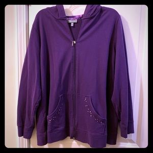 Lightweight hoodie w/ rhinestones details